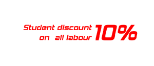 Student discount on all labour 10%